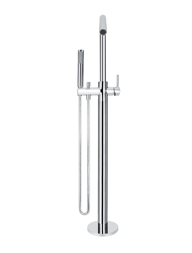 Round Freestanding Bath Spout and Hand Shower - Polished Chrome - Image 3