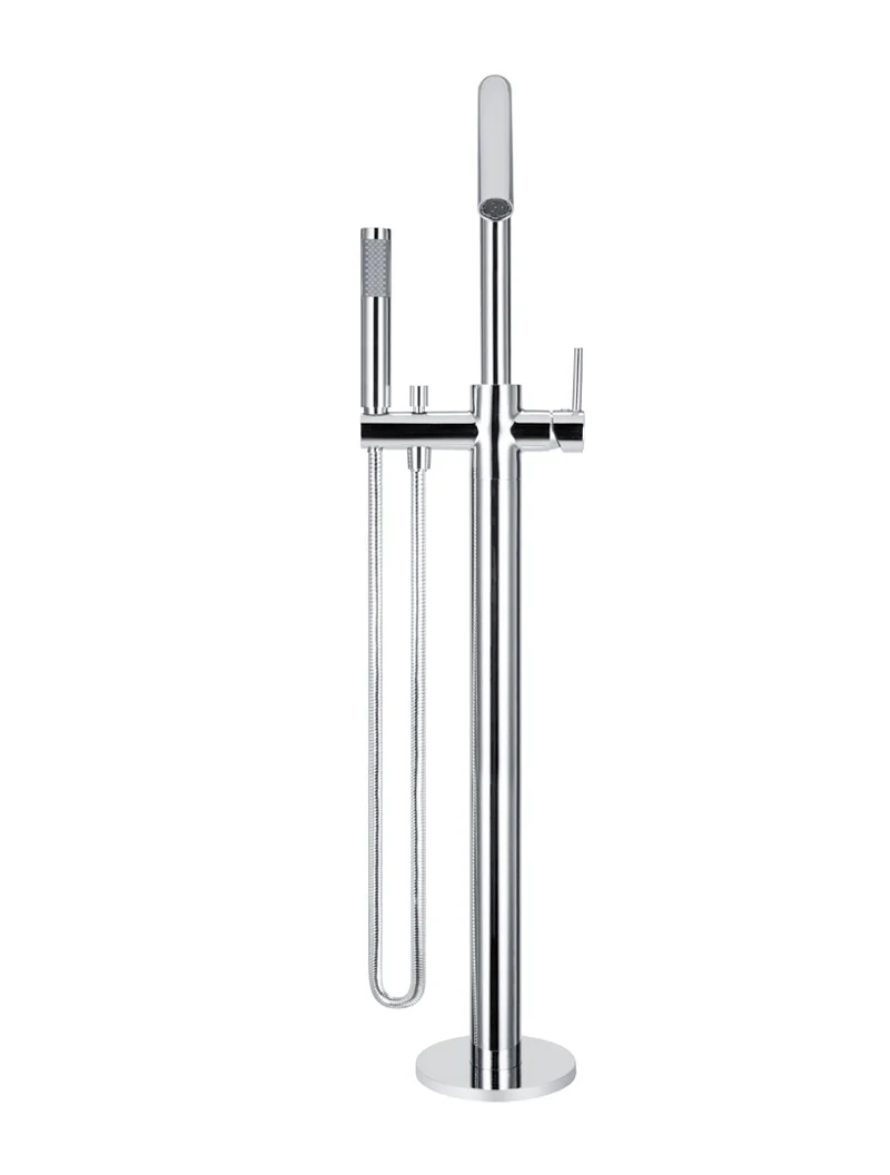 Round Freestanding Bath Spout and Hand Shower - Polished Chrome - Image 4