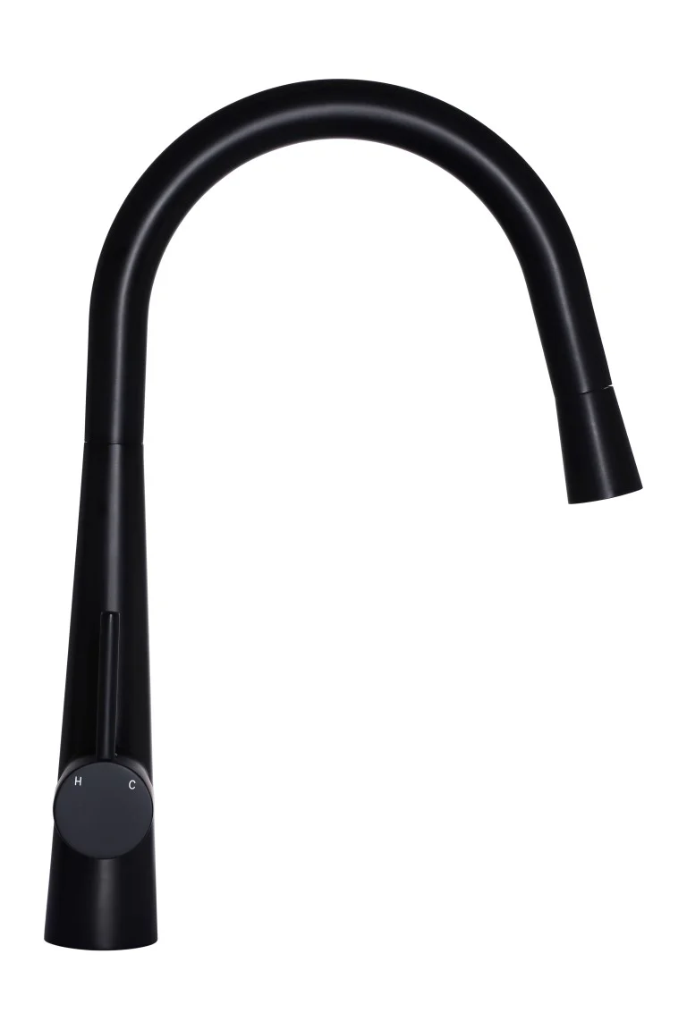 Round Pull Out Kitchen Mixer Tap - Matte Black - Image 3