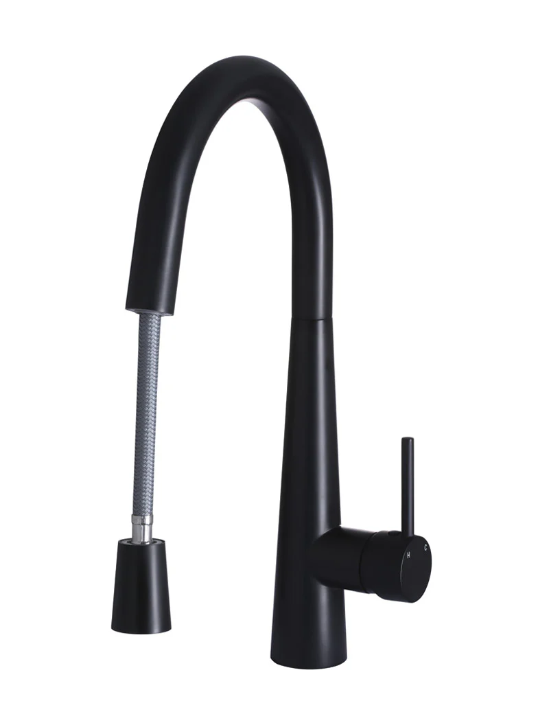 Round Pull Out Kitchen Mixer Tap - Matte Black - Image 5