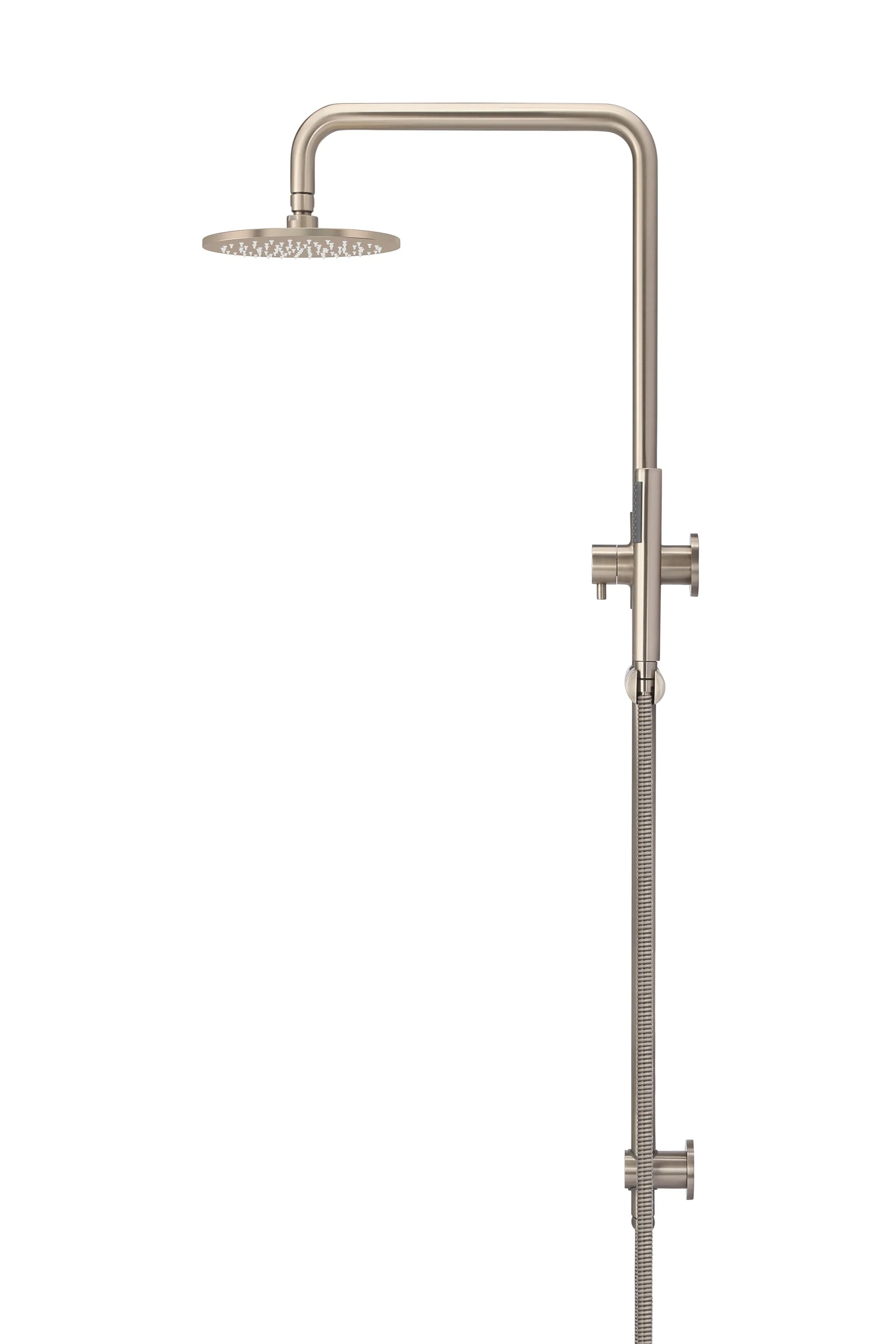 Round Combination Shower Rail, 200mm Rose, Single Function Hand Shower - Champagne - Image 3