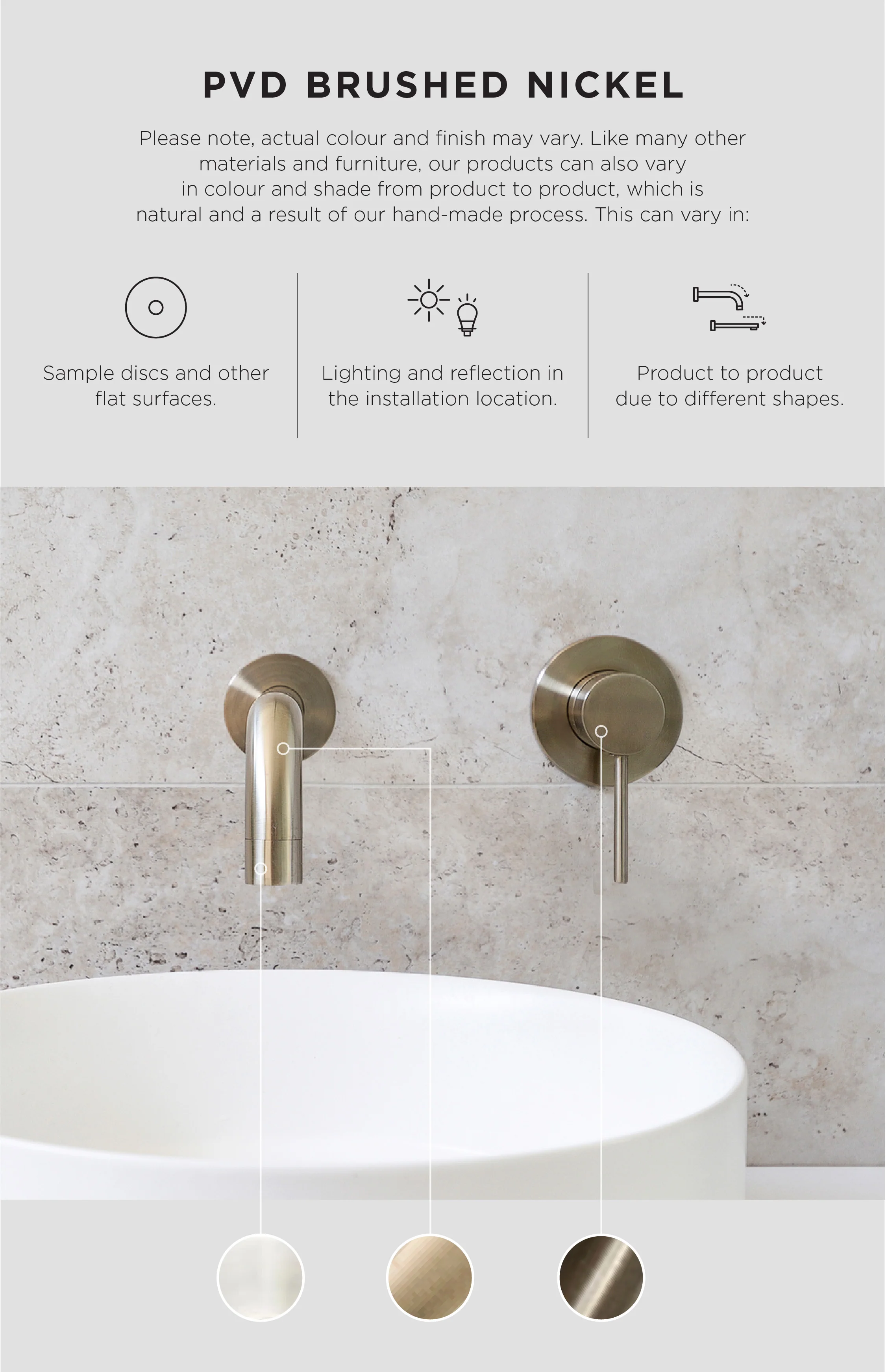 Round Combination Shower Rail, 200mm Rose, Single Function Hand Shower - PVD Brushed Nickel - Image 4