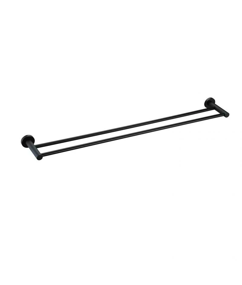 Round Double Towel Rail 600mm - Matte Black - Image 3
