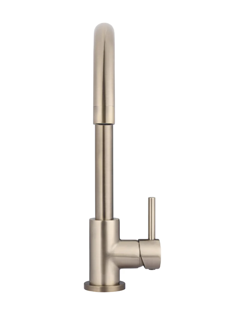 Round Gooseneck Kitchen Mixer Tap - Champagne - Image 7