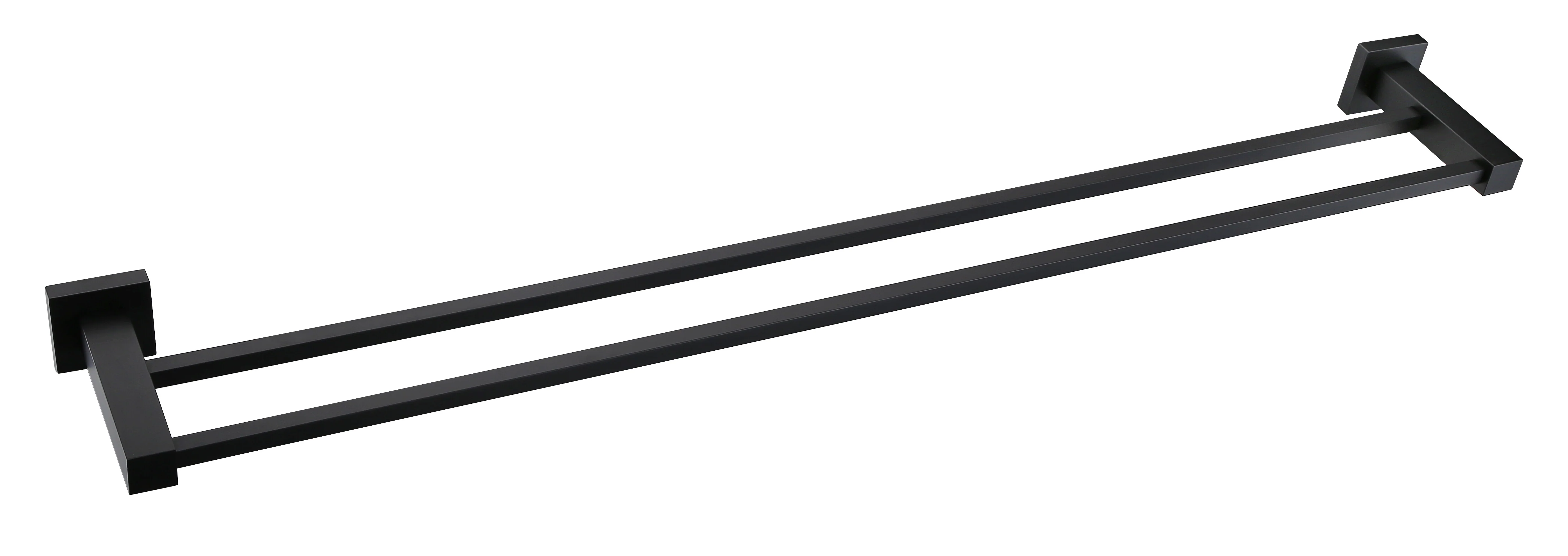 Square Double Towel Rail 600mm - Matte Black - Image 3