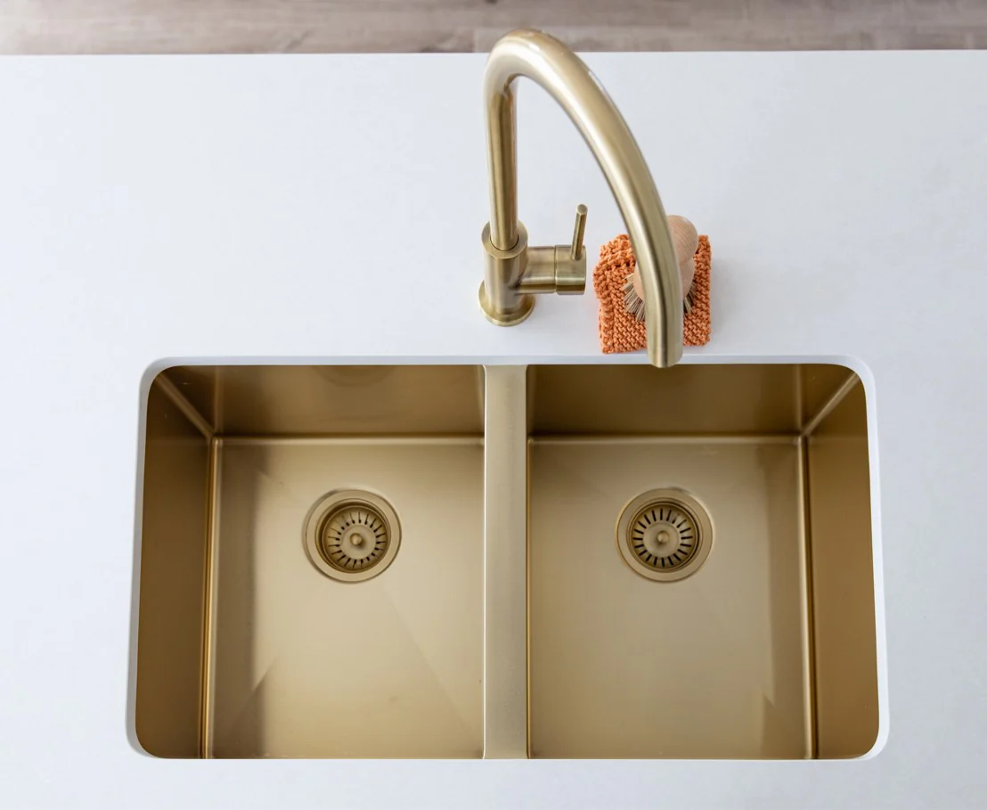 Lavello Kitchen Sink - Double Bowl 760 x 440 - Brushed Bronze Gold - Image 7